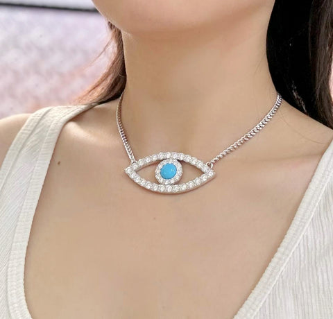 The Evil Eye Necklace - 18K white gold
